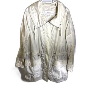 Coach New York Ivory Hooded Utility Windbreaker/Rain Jacket Size L